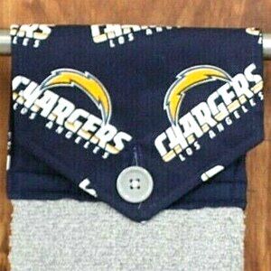 LOS ANGELES CHARGERS BLUE, YELLOW & WHITE HANDMADE HANGING KITCHEN HAND TOWEL